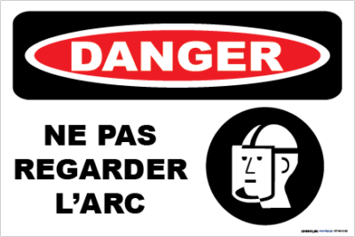 Danger, ne regardez pas l’arc électrique avec photo