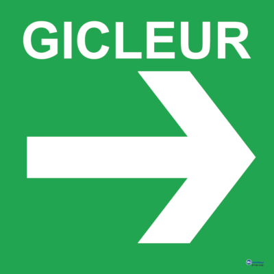 Flèche verte avec arroseur à droite