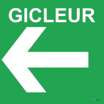 Flèche verte à gauche avec arroseur
